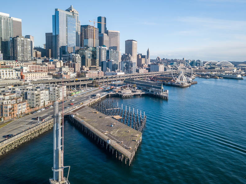 Elliott Bay Seawall at Seattle Waterfront